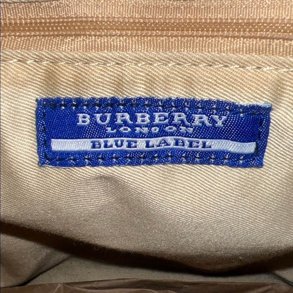 Burberry Nova Check Canvas Leather Tote Tan Black Red Traditional Plaid Pleated - Picture 16 of 16